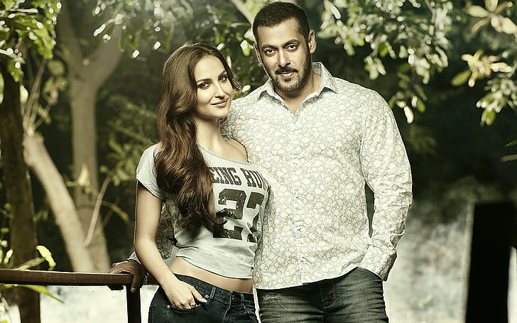 Salman Khan And Elli Avram, men's grey dress shirt, Male Celebrities, HD wallpaper