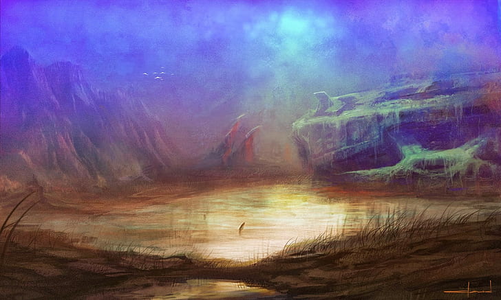 fantasy art, landscape, wreck, HD wallpaper