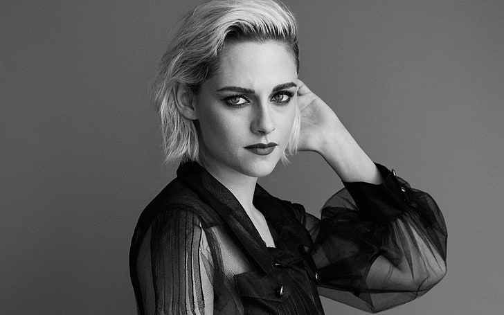 HD wallpaper: Actresses, Kristen Stewart, American, Black & White, Lipstick  | Wallpaper Flare
