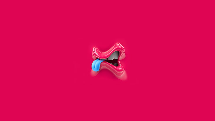 graphic design, pink background, mouths, tongues, 3D, 3d design, HD wallpaper