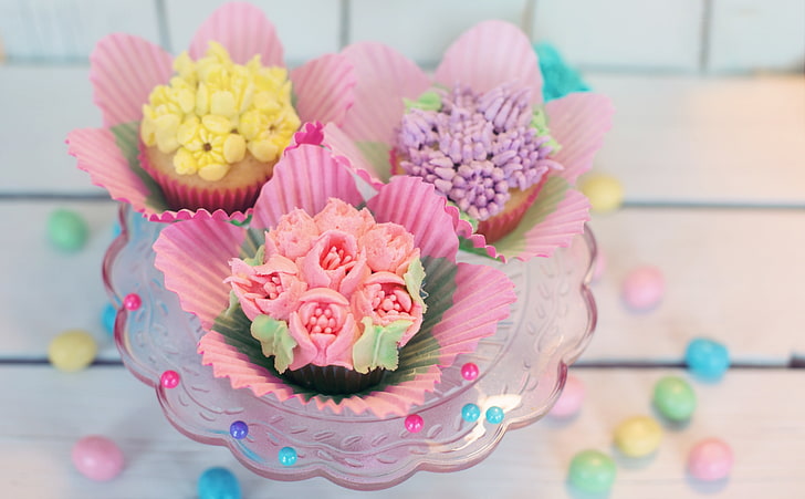Spring Ice Cream Cupcakes, Food and Drink, Colorful, Easter, Season, HD wallpaper
