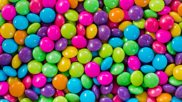 colorful, candy, sweetness, chocolate candy, multi colored, HD wallpaper