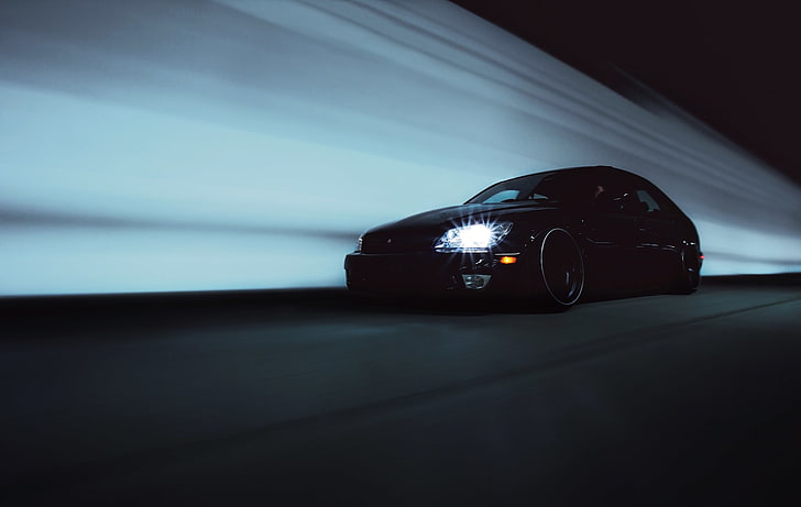 black, Lexus, tuning, is300, in motion