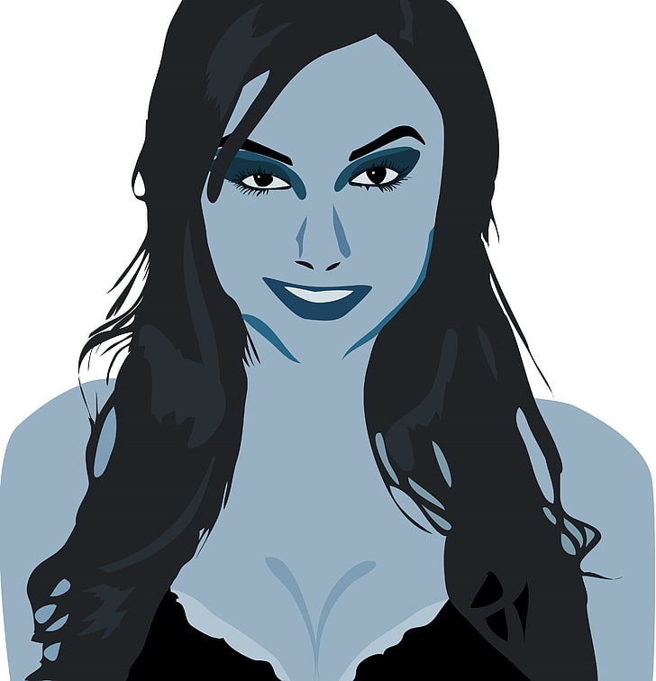 Demi Lovato illustration, Sasha Grey, blue, boobs, star trails, HD wallpaper