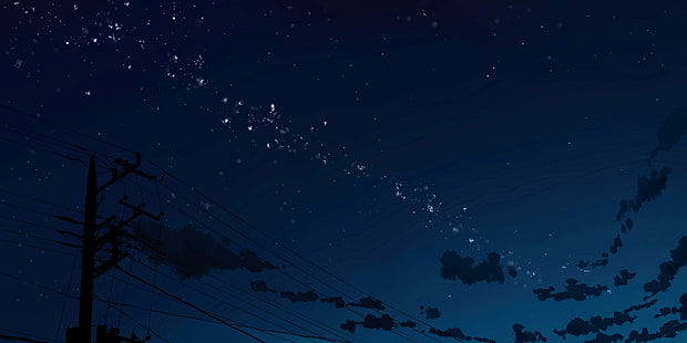 HD wallpaper: anime, nature, trees, sky, anime girls, power lines ...