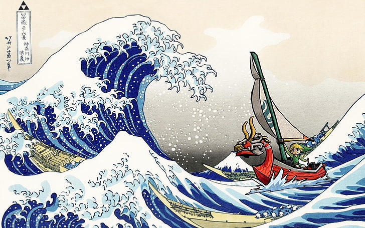 person riding boat on ocean illustration, Zelda, The Legend of Zelda: The Wind Waker