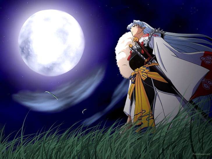 HD wallpaper: Full Moon Grass Sesshomaru Full Moon Anime Inuyasha HD Art,  night | Wallpaper Flare