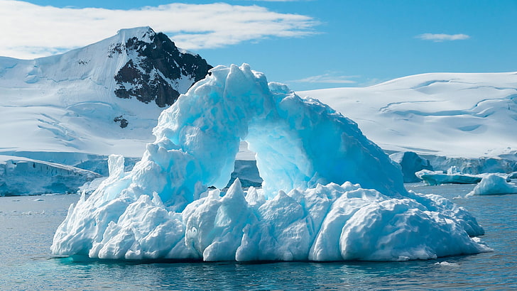 sea ice, nunatak, glacial landform, melting, glacier, freezing, HD wallpaper