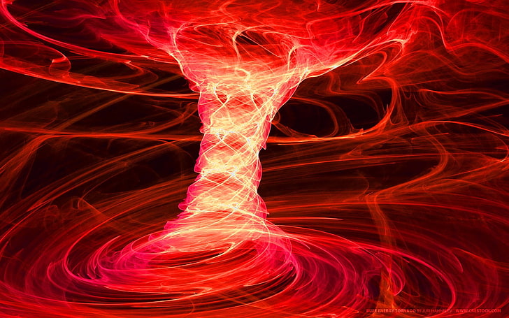 red tornado artwork, abstract, fire, backgrounds, fractal, illustration, HD wallpaper