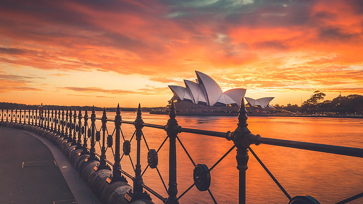 sunset, sydney, australia, amazing, sky, water, cloud - sky, HD wallpaper