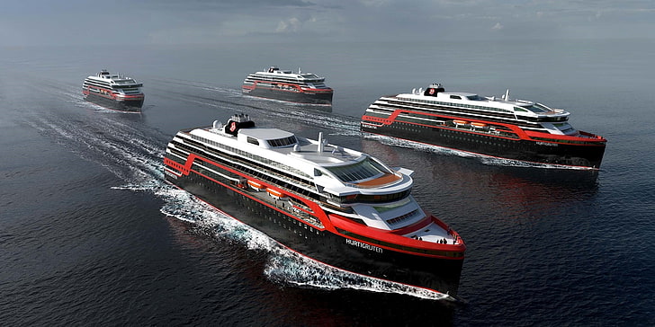 ship, vehicle, cruise ship, Hurtigruten, CGI, nautical vessel, HD wallpaper