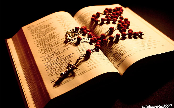 Bible and Rosary, Scriptures, Christianity, publication, book, HD wallpaper