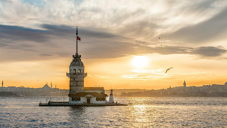 Maidens Tower, Bosporus, Uskudar, Istanbul, Turkey, Architecture, HD wallpaper