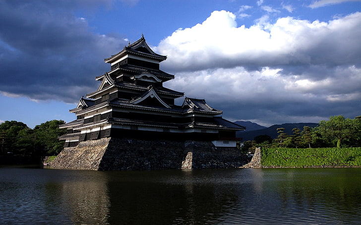landscape, Japan, castle, Matsumoto, cloud - sky, architecture, HD wallpaper