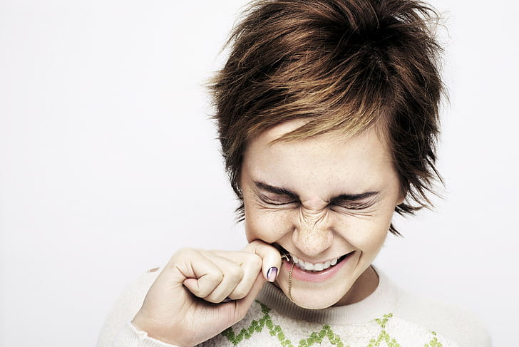 women, short hair, brunette, Emma Watson, actress, face, celebrity