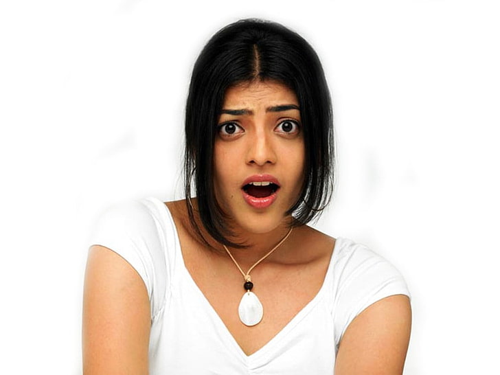 Kajal Telugu Girl, white background, young adult, mouth open