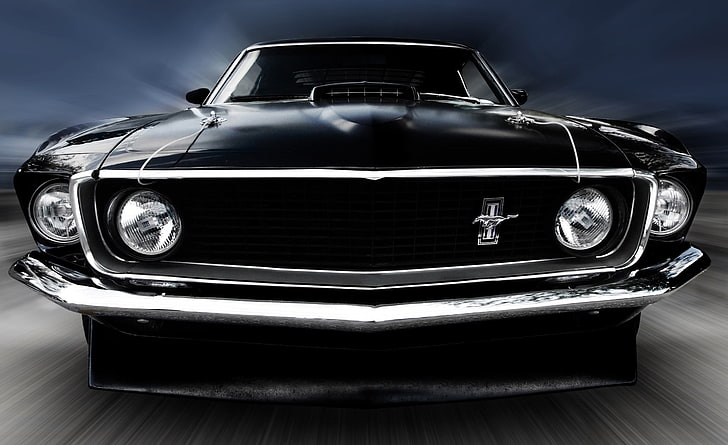 1969 Ford Mustang, black Ford Mustang, Motors, Classic Cars, retro styled