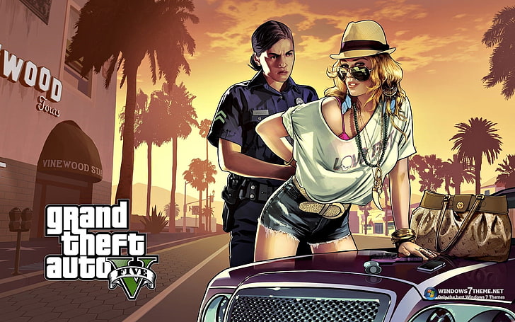 Grand Theft Auto wallpaper, Grand Theft Auto V, men, women, people