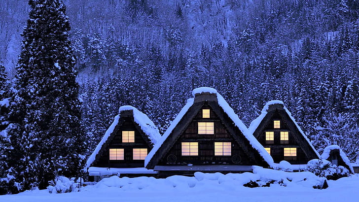 winter, snow, house, Japan, Shirakawa-go