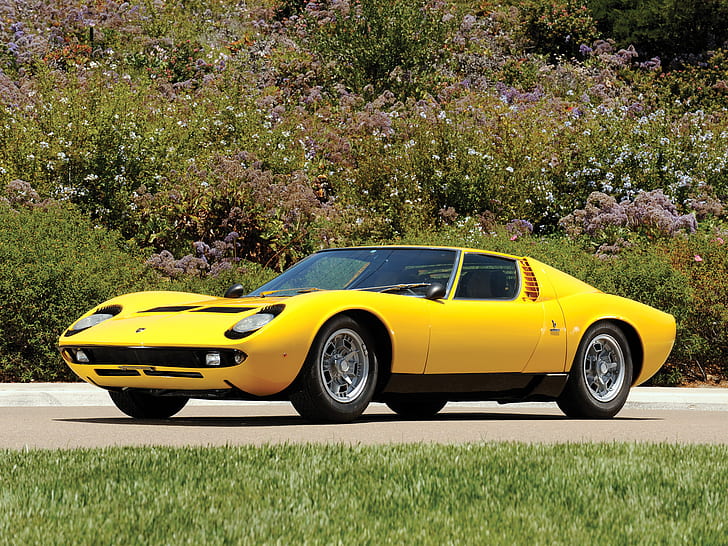 auto, Lamborghini, 1969, yellow, classic, legend, Miura P400 S