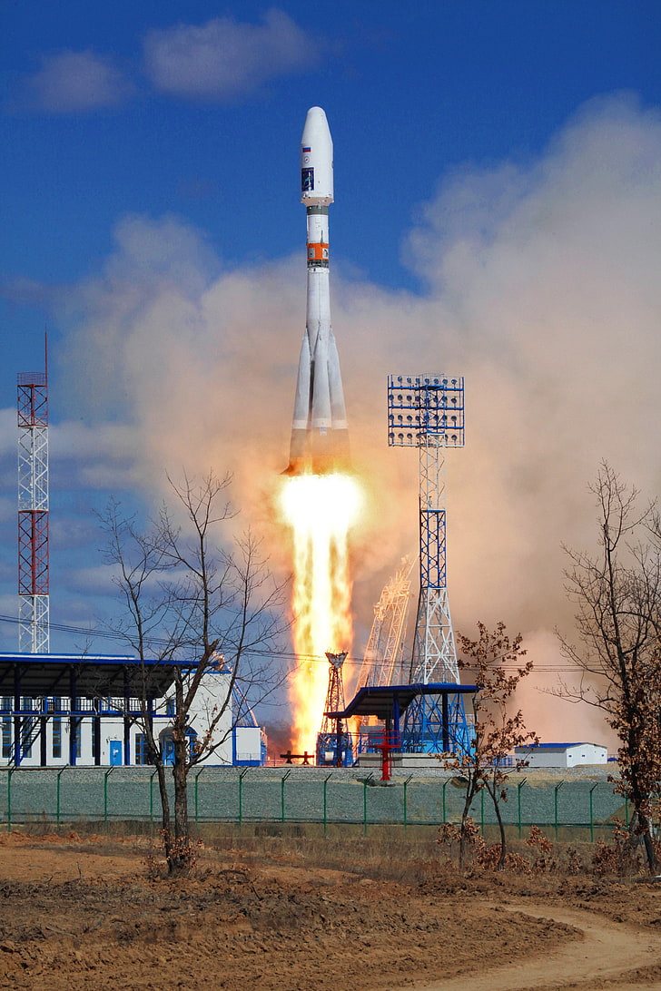 Roscosmos, Vostochny Cosmodrome, Soyuz, sky, cloud - sky, nature, HD wallpaper