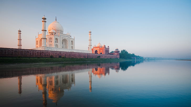Taj Mahal, India, Yamuna River, 5K, HD wallpaper