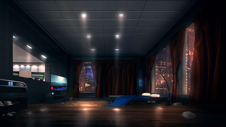 light, room, Windows, bed, apartments, sci-fi, HD wallpaper