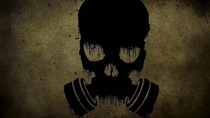 skull wallpaper, gas masks, apocalyptic, grunge, human body part