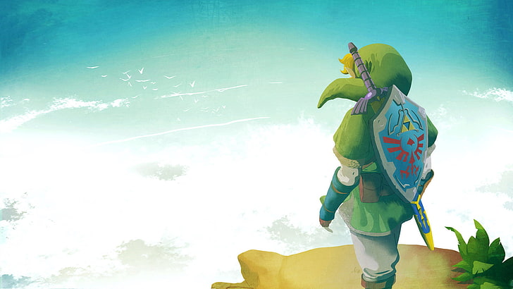 men's green polo shirt, The Legend of Zelda, Link, Nintendo, Master Sword, HD wallpaper