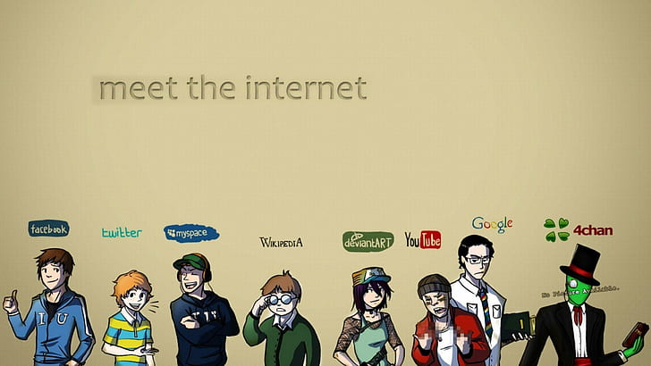 4chan, computer, deviantart, facebook, Google, Internet, twitter, HD wallpaper