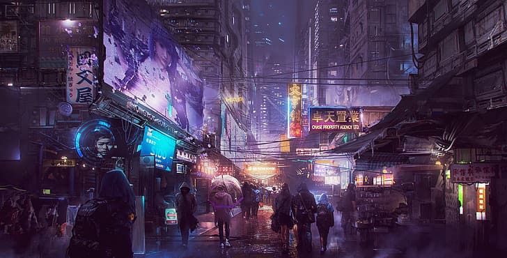 digital art, artwork, cyberpunk, cyber city, futuristic, HD wallpaper