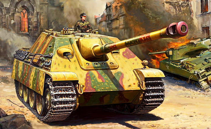 HD wallpaper: green military tank, figure, USSR, the second world, SAU ...
