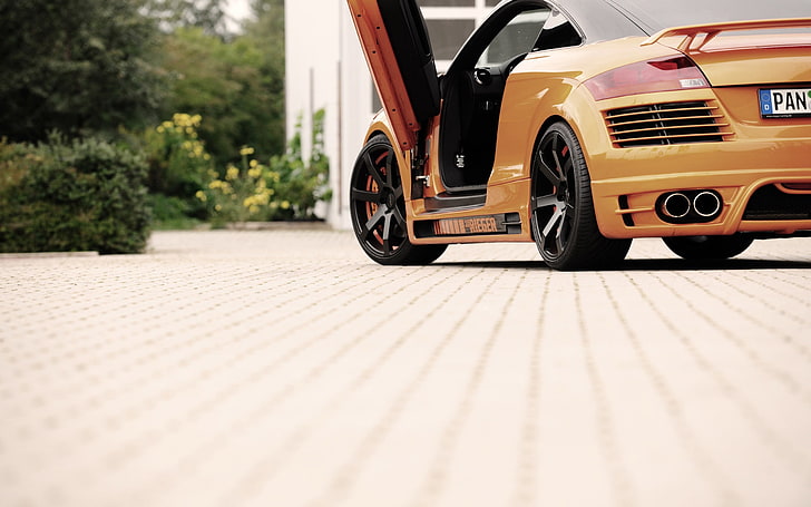 orange sports car, transportation, mode of transportation, motor vehicle, HD wallpaper