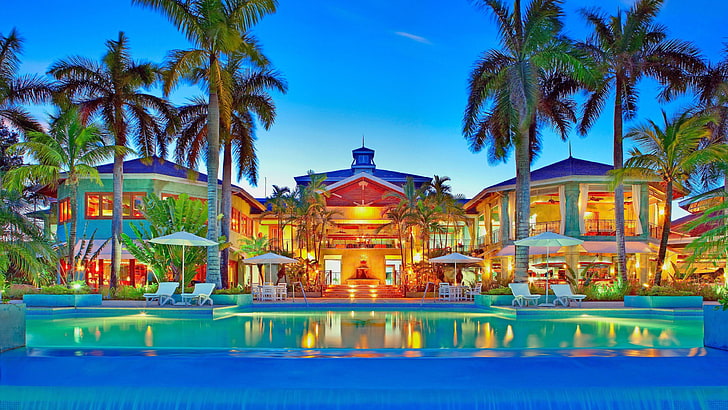 aruba, resort, pool, caribbean, holiday, vacation, palms, tropical
