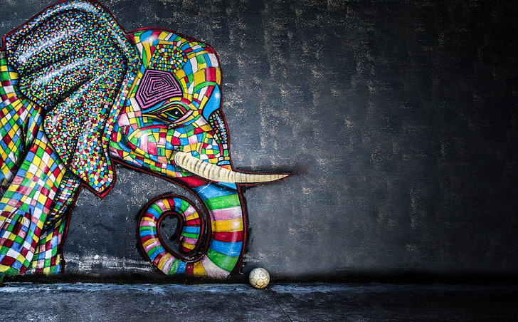 HD wallpaper: balls, artwork, colorful, elephant, mosaic, multi colored, art  and craft | Wallpaper Flare