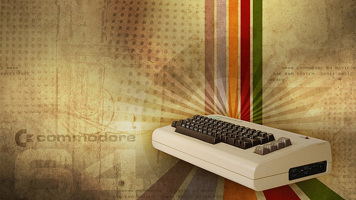 white and black bed mattress, retro games, Commodore 64, keyboards, HD wallpaper
