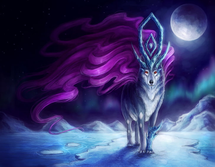 Suicune, Pokemon, Holy keeper, Artwork, Moon