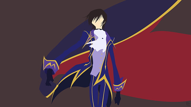 anime, Code Geass, minimalism, Lamperouge Lelouch, multi colored