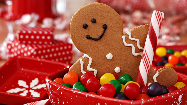 gingerbread, sweetness, food, christmas, christmas decoration, HD wallpaper
