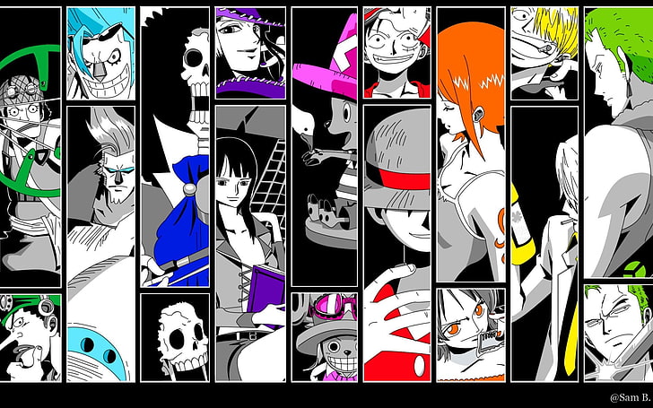 One Piece display wallpaper, anime, Nami, Monkey D. Luffy, Roronoa Zoro