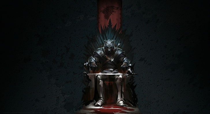 Game of Thrones Stark on Iron Throne illustration, nature, solo