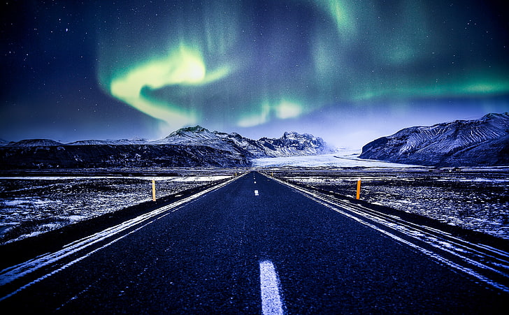 Road Landscape, Europe, Iceland, Travel, Winter, Sunset, Journey, HD wallpaper