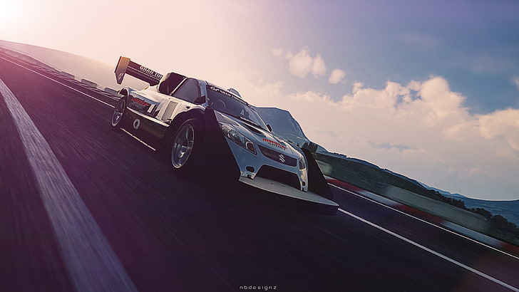 white and black sports car, Gran Turismo 6, video games, transportation
