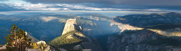 multiple display, Half Dome, landscape, Yosemite National Park, HD wallpaper
