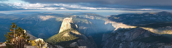 mountain range, multiple display, Half Dome, Yosemite National Park, HD wallpaper