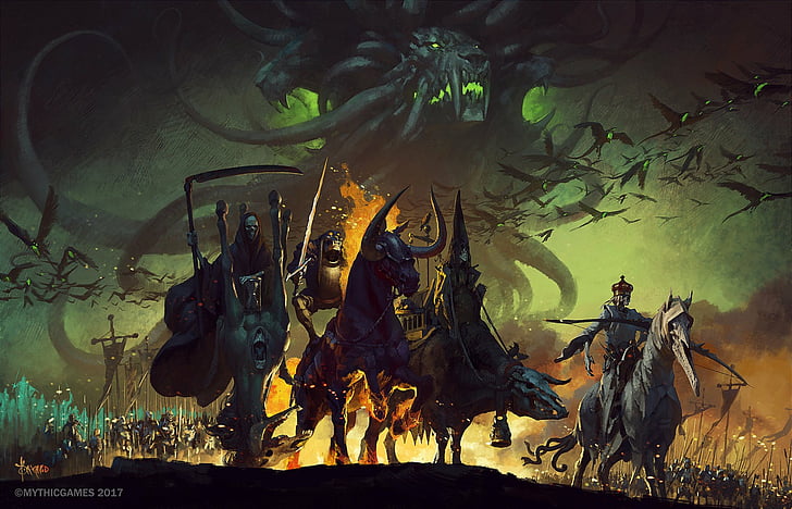 Dark, Four Horsemen of the Apocalypse, Army, Death, Demon, Undead, HD wallpaper