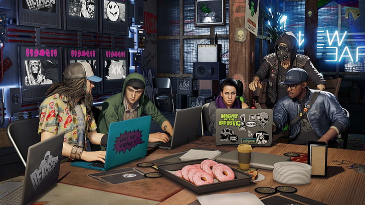 Video Game, Watch Dogs 2, group of people, young adult, women