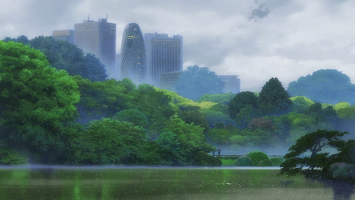 Makoto Shinkai, nature, anime, The Garden of Words