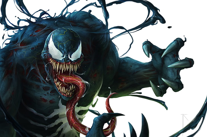 Venom, artwork, Marvel Comics, animal representation, art and craft