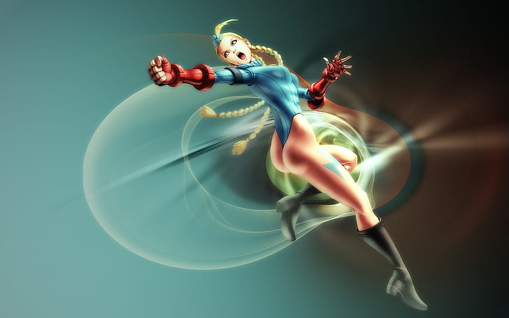 Street Fighter Cammy HD, woman in blue suit anime character poster, HD wallpaper